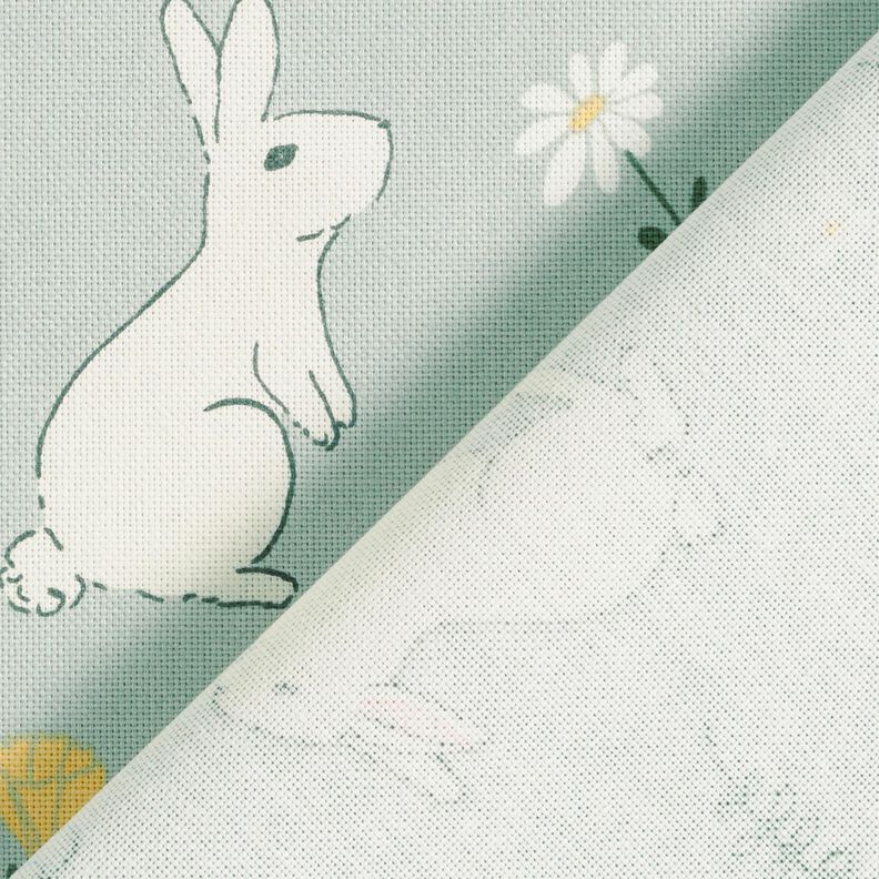 Dekorationsstof Halvpanama små kaniner og harer – lys mint,  image number 4