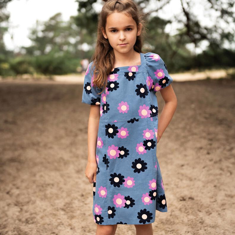 Babyfløjl Blomster| Poppy Fabrics – jeansblå/lavendel,  image number 5