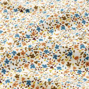 Bomuldsstof Cretonne spredte blomster – lysebeige/lysebrun, 