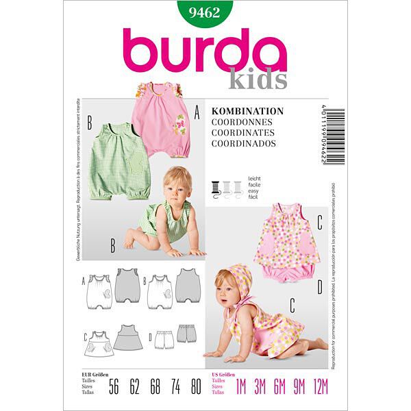 Baby-overall / kjole / shorts, Burda 9462,  image number 1