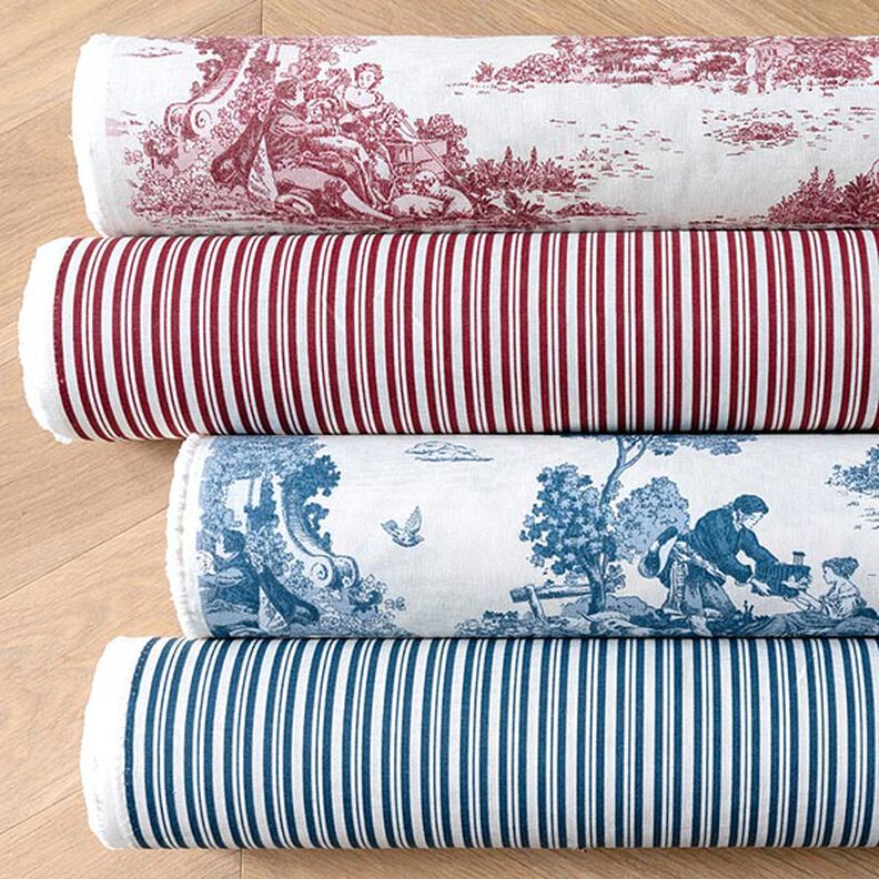 Dekorationsstof Halvpanama fårehyrde – jeansblå/uldhvid,  image number 6