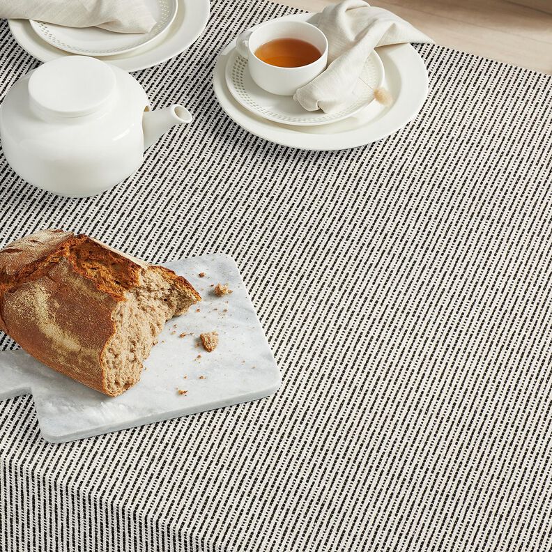 Dekorationsstof Jacquard rustikke striber – sort/natur,  image number 5