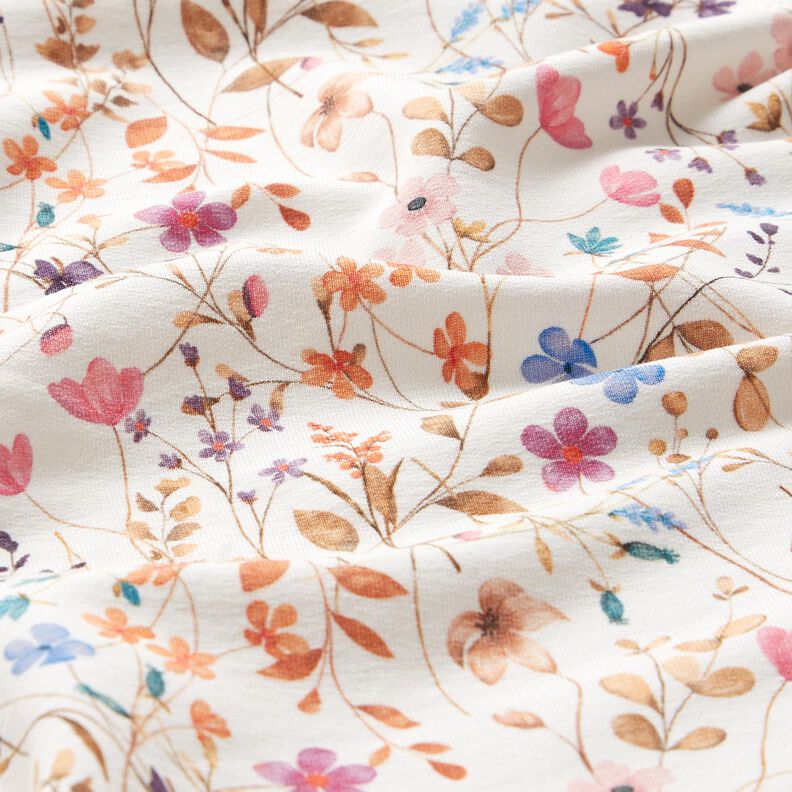 GOTS French Terry Sommersweat Tørrede blomsterhav Digitaltryk – elfenben,  image number 2