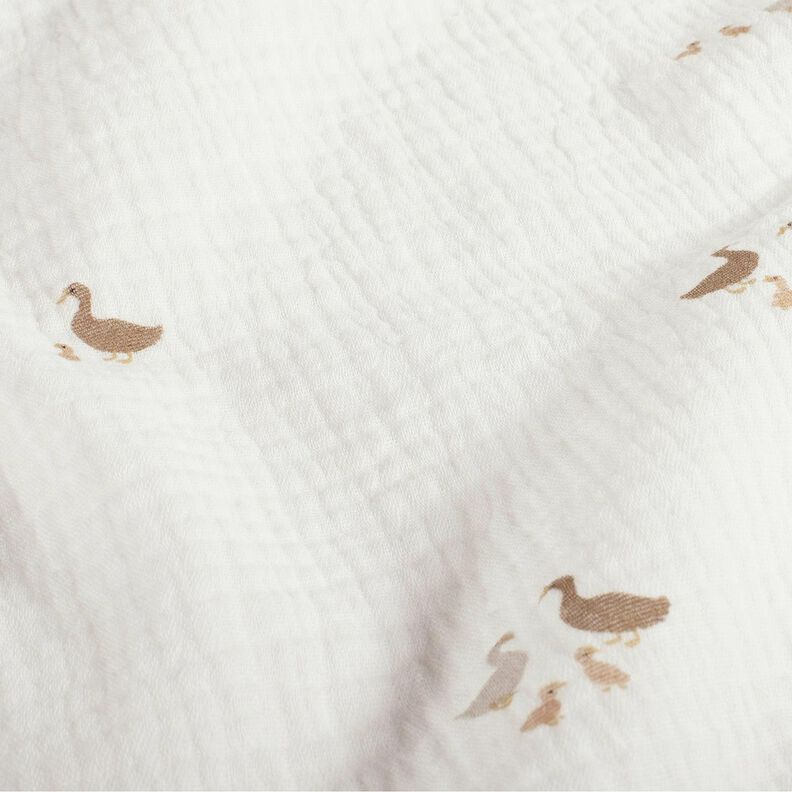 Musselin/Dobbelt-Crincle stof Andefamilie – uldhvid/natur,  image number 2