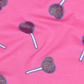 Bomuldsjersey glitter-hjerte-lollipops | Poppy Fabrics – pink, 
