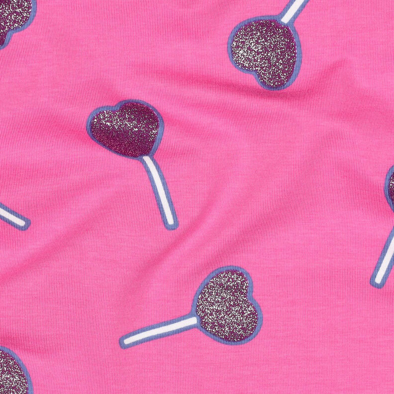 Bomuldsjersey glitter-hjerte-lollipops | Poppy Fabrics – pink,  image number 2