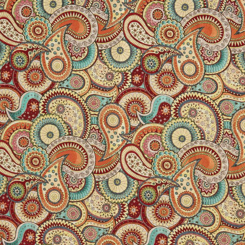 Dekorationsstof Gobelin abstrakt paisley – lysebeige/karminrød,  image number 1