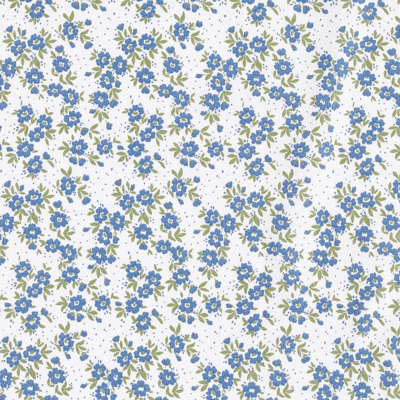 Bomuldspoplin blomsterhav – jeansblå/hvid,  image number 1