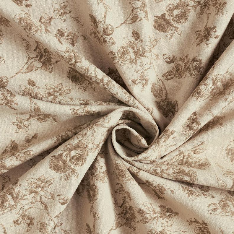 Bomuldsstof  antikke roser – lys taupe/sand,  image number 3