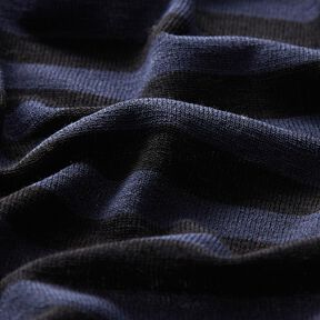 Jersey viskose-silke-miks striber – marineblå/sort, 