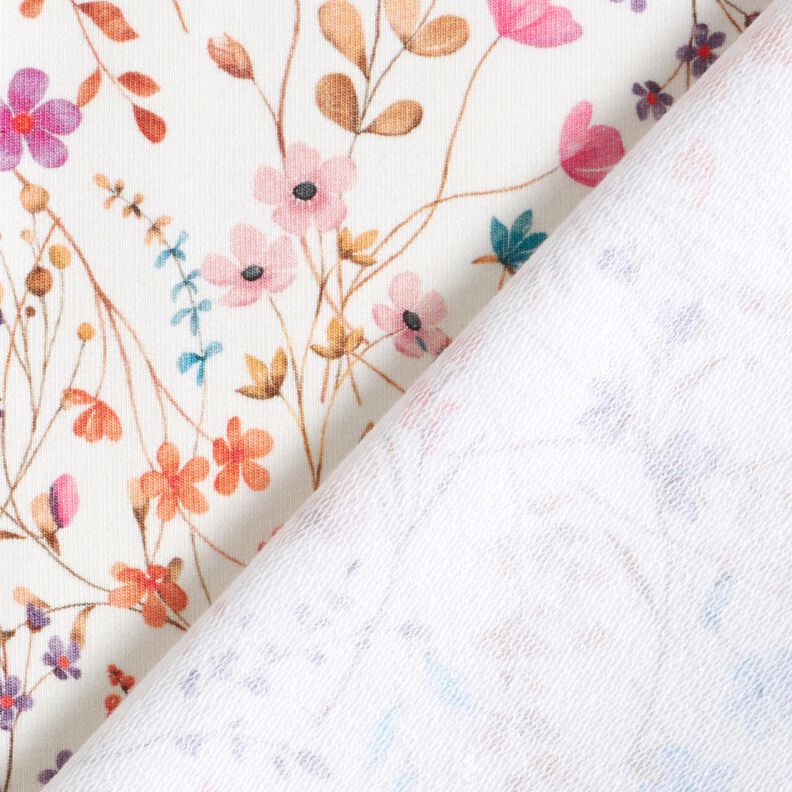 GOTS French Terry Sommersweat Tørrede blomsterhav Digitaltryk – elfenben,  image number 4