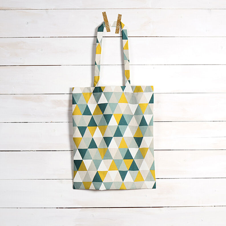 Dekorationsstof Halvpanama Trekanter – grøn,  image number 6