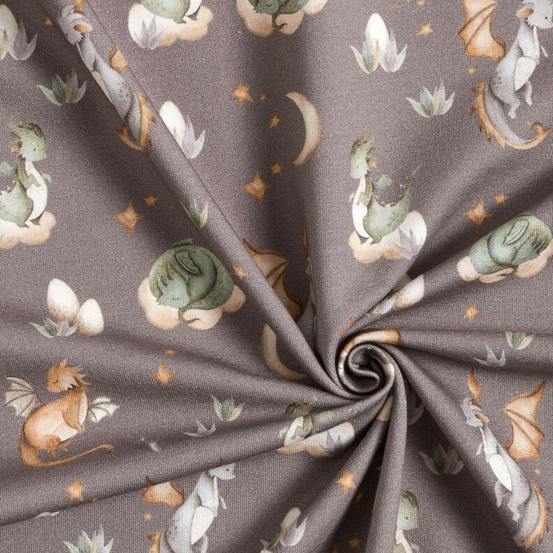 French Terry Sommersweat søde drager Digitaltryk – mørk taupe,  image number 3