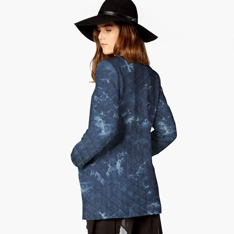 Quiltet stof chambray batik – jeansblå,  image number 8