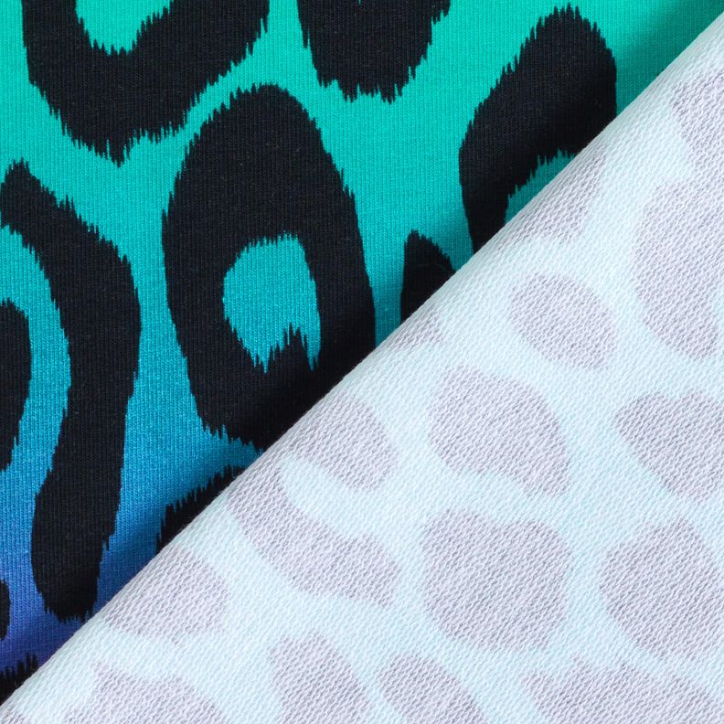 French Terry Sommersweat Farveforløb leopard Digitaltryk – blålilla/azur,  image number 4