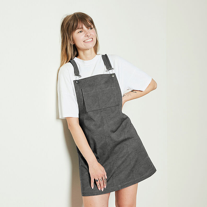 Bred cord forvasket Ensfarvet – mørkegrå,  image number 10