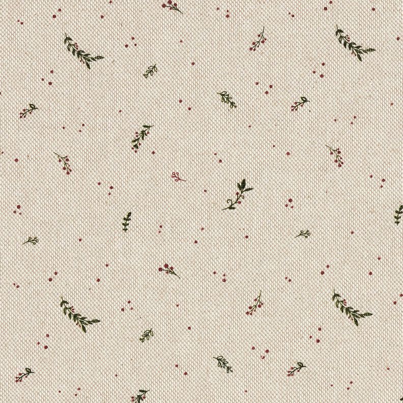 Dekorationsstof Halvpanama små vinterbær – natur/karminrød,  image number 1