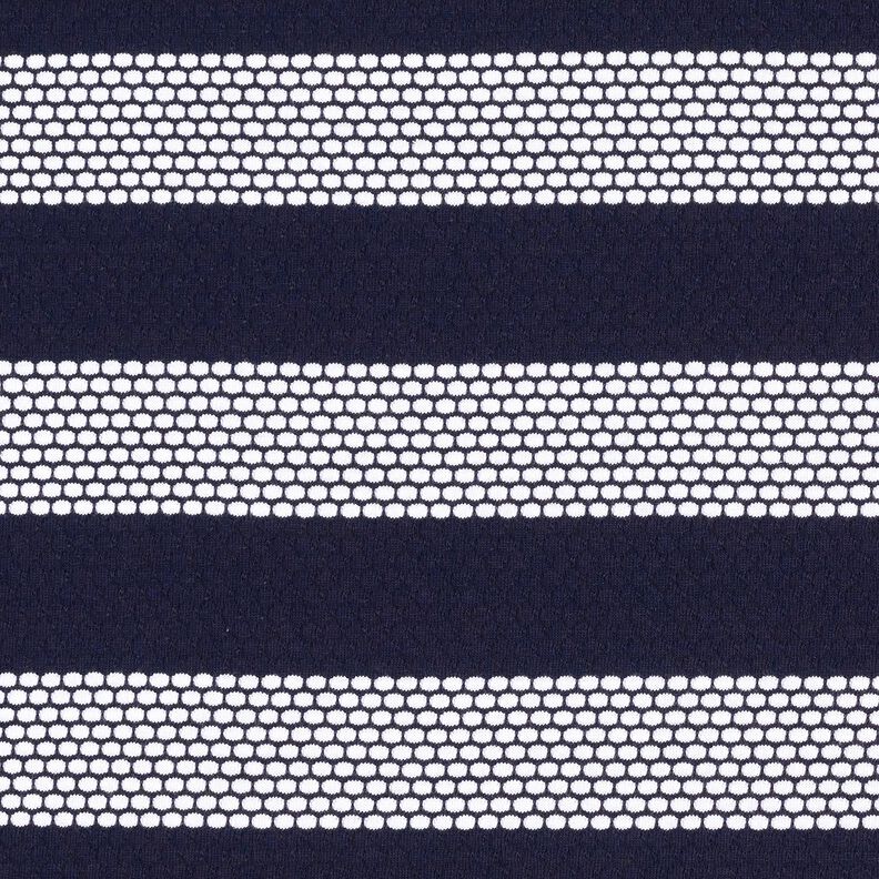 Bomuldsjersey prikkede striber – marineblå/hvid,  image number 1