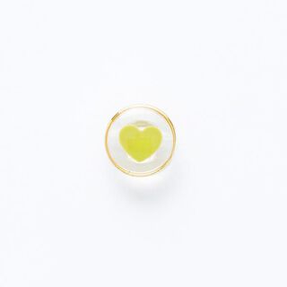 Øskenknap hjerte med guldfarvet kant [ Ø 11 mm ] – gul/guld, 