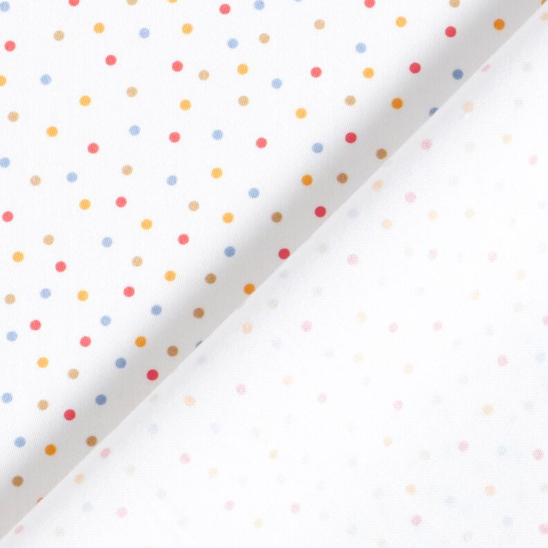Dekorationsstof Bomuldssatin farverige små prikker – hvid,  image number 4