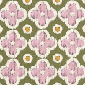 Dekorationsstof Canvas broderi-look – pinje/lys gammelrosa, 