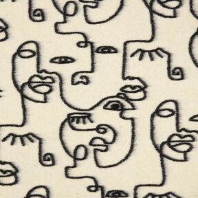 frakkestrik med abstrakte ansigter – sort/uldhvid, 