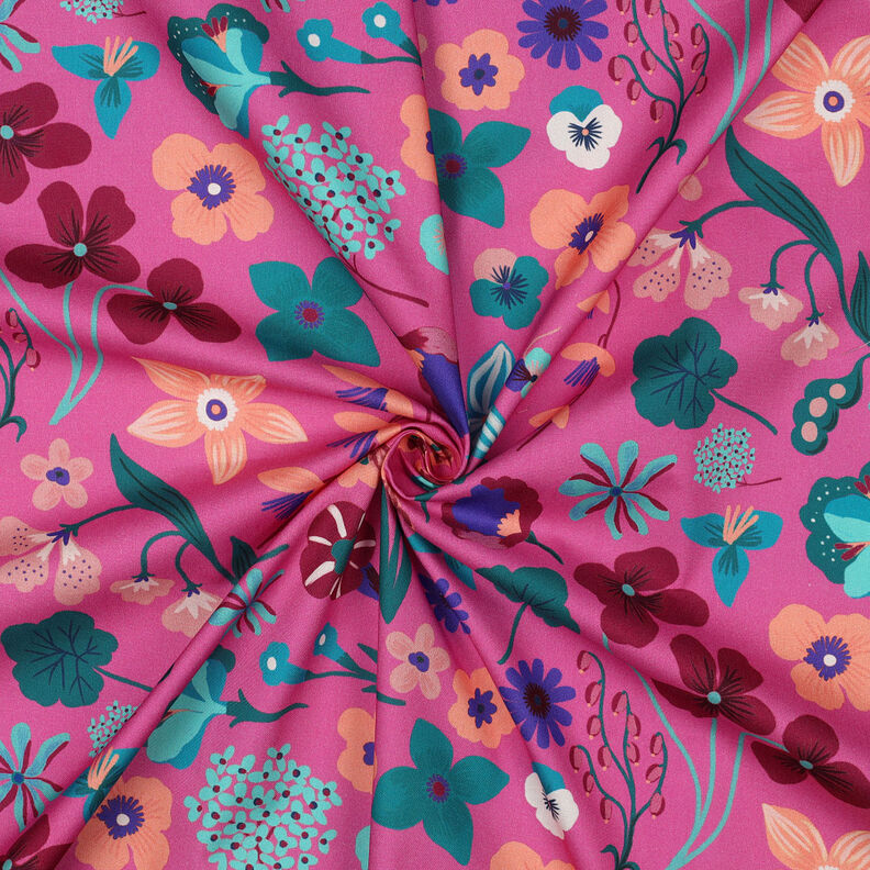 Bomuldspoplin Meadow Flower Digitaltryk | Nerida Hansen – pink/petrol,  image number 3