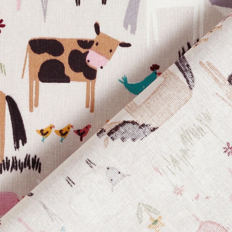 Bomuldsstof Cretonne bondegårdsdyr – mandel,  image number 4