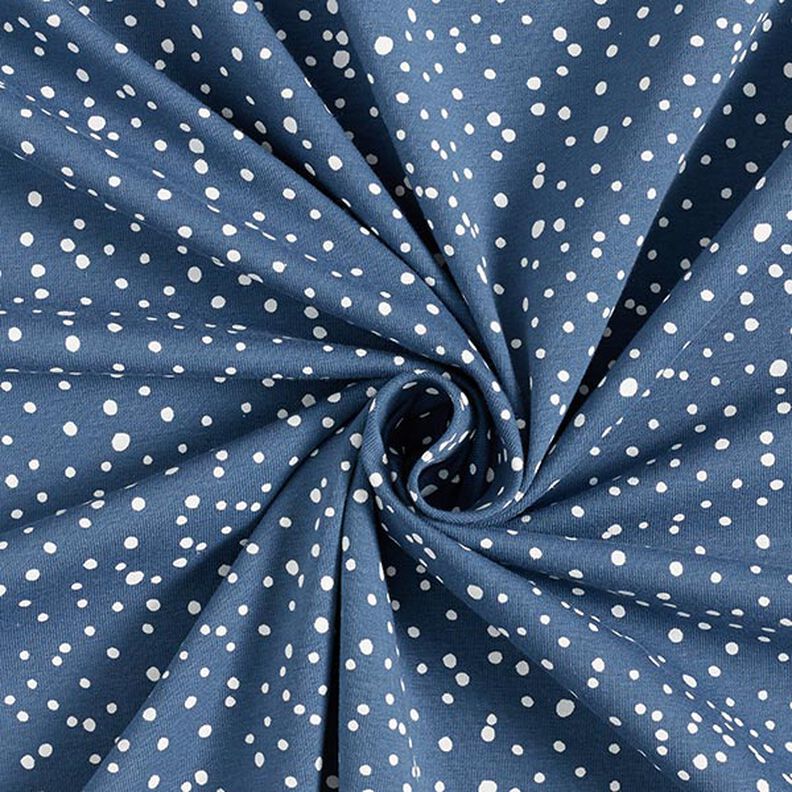 Bomuldsjersey uregelmæssige prikker – jeansblå,  image number 3