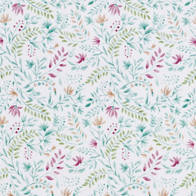 Bomuldspoplin blomsterdrøm Digitaltryk – hvid/eukalyptus,  image number 1