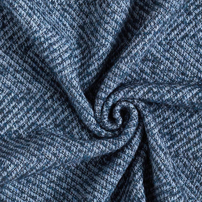 Frakkestof uldblanding zigzag – marineblå,  image number 3