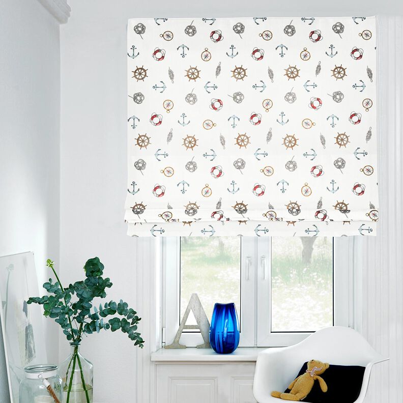 Dekorationsstof Panama maritim – hvid,  image number 6