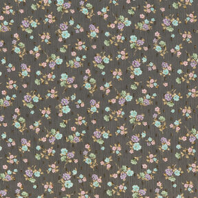 crêpe chiffon dobby og blomster – sort/lyseblå, 