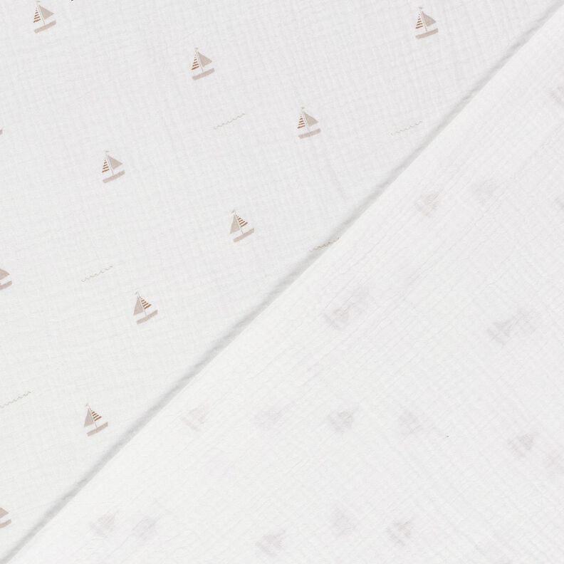 Musselin/Dobbelt-Crincle stof små sejlbåde – uldhvid/natur,  image number 4
