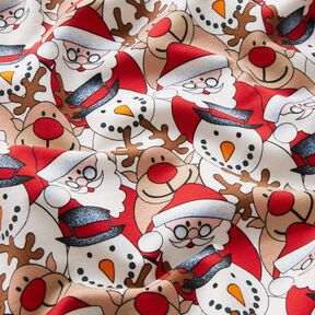 French Terry Sommersweat rensdyr, julemand og snemand – uldhvid, 