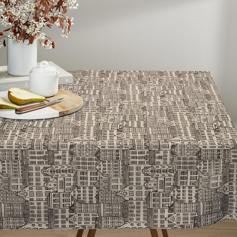 Dekorationsstof Halvpanama byhuse – natur/sort,  image number 8