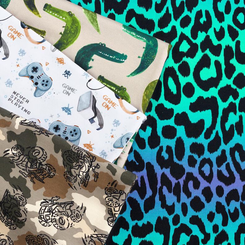 French Terry Sommersweat fr&aelig;k krokodille Digitaltryk &ndash; anemone,  image number 5