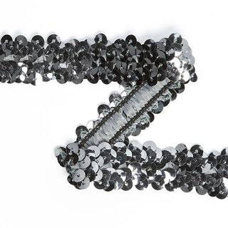 Elastisk Pailletbort (20 mm) 11 – antikoxideret sølv metallisk, 