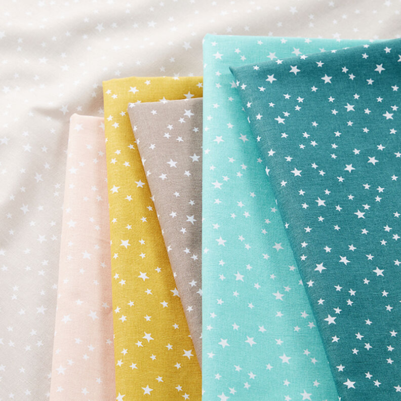 Bomuldspoplin uregelm&aelig;ssige stjerner &ndash; sennep,  image number 5