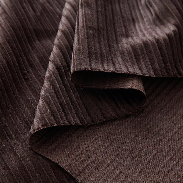 Stretch-fløjl bomulds-viskose-blanding ensfarvet – sortbrun,  image number 3