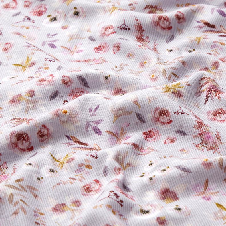 Rib-jersey Delikate vilde blomster, digitaltryk – pastelhyld/rødlilla,  image number 2