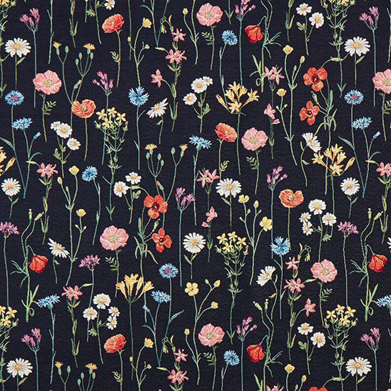 Dekorationsstof Gobelin vilde blomster – sort/rosé,  image number 1