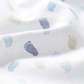Bomuldspoplin baby-fødder – hvid/jeansblå, 