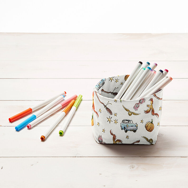 Bomuldspoplin Licensstof Harry Potter Snitch, Fawkes og Firebolt | Warner Bros. – uldhvid,  image number 7