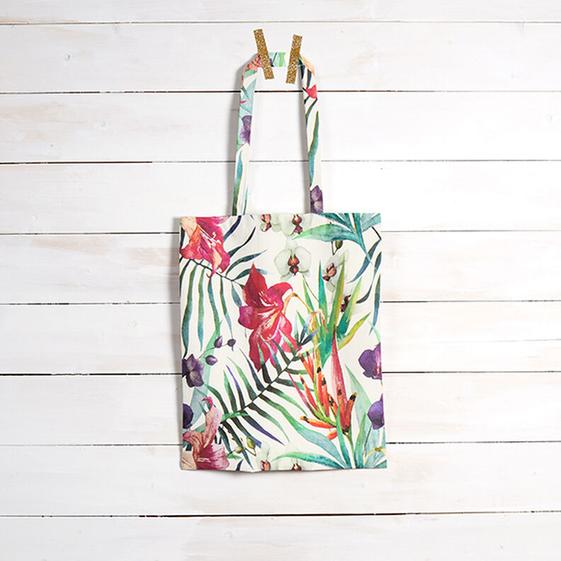 Outdoorstof Canvas Eksotiske blomster – hvid/grøn,  image number 9