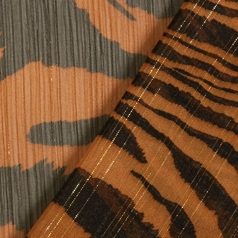 chiffon med glitter-nålestriber tigerprint – sort/kobberfarvet,  image number 4