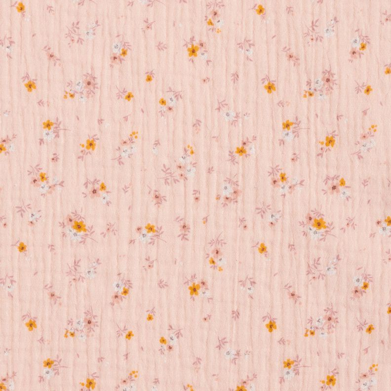 Musselin/Dobbelt-Crincle stof Romantiske blomster – rosé,  image number 1