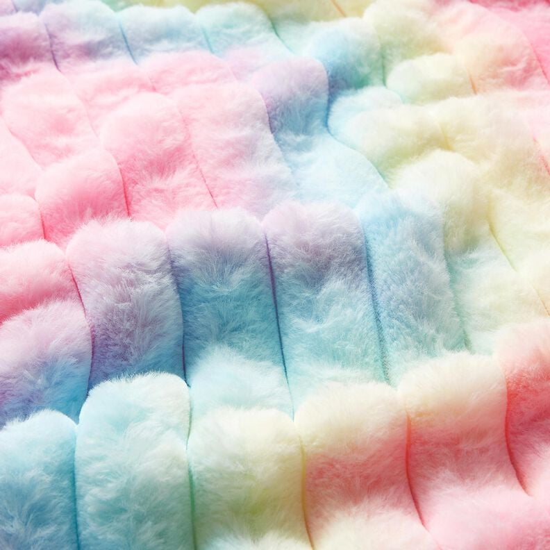 Hyggefleece ribbet regnbue – blågrå/pink,  image number 2