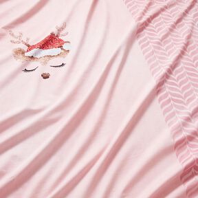 Bomuldsjersey Sovende glitterrådyr Panel | Glitzerpüppi – rosé/lys gammelrosa, 