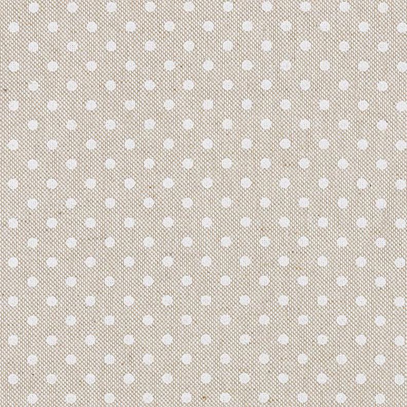 Dekorationsstof Halvpanama klassiske prikker – natur/hvid,  image number 1